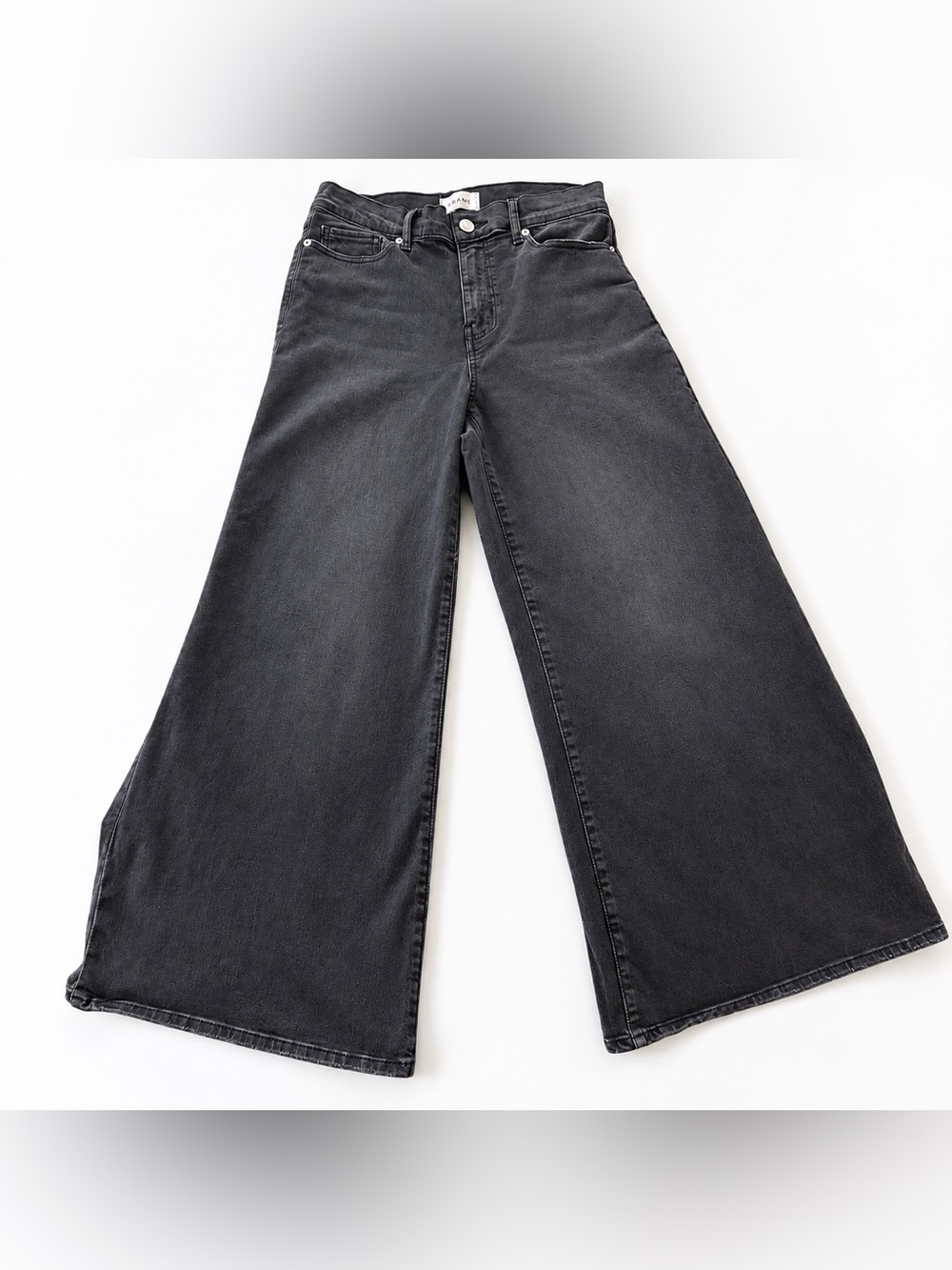 FRAME Le Crop Palazzo Jeans 29 Faded Black High Rise Wide Leg